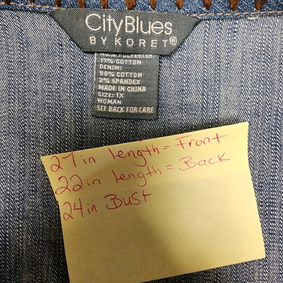 Vintage southwestern Denim Trimmed Multicolor Vest - Picture 7 of 8